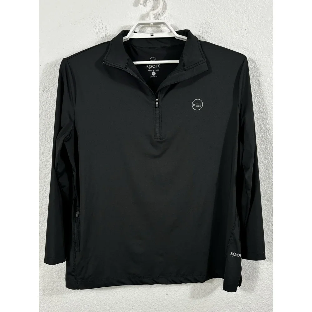 Veil Pullover Mens XL Black Spark‎ Quarter Zip Performance Athletic Top Stretch
